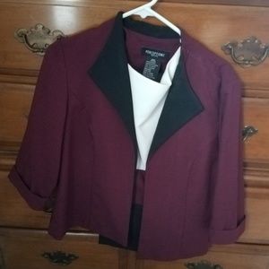 Perceptions Petite 12P 3pc Suit MaroonBlackWhite